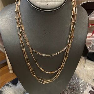 Elegant Gold Layered Necklace & earrings